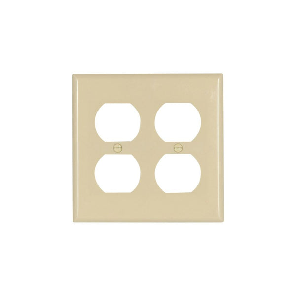 2GANG, 2DUPLEX, REC IVORY PLASTIC WALLPLATE