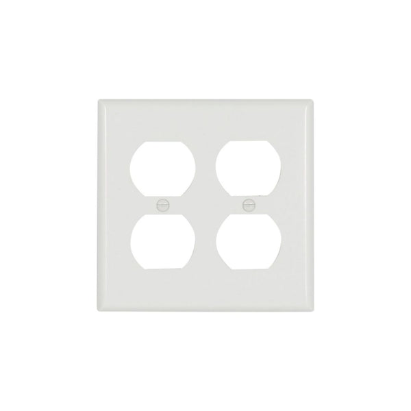 2GANG, 2DUPLEX, REC WHITE PLASTIC WALLPLATE