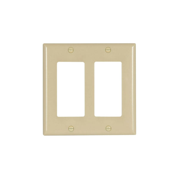 2GANG, 2DECORA, IVORY PLASTIC WALLPLATE