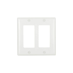 2GANG, 2DECORA, WHITE PLASTIC WALLPLATE