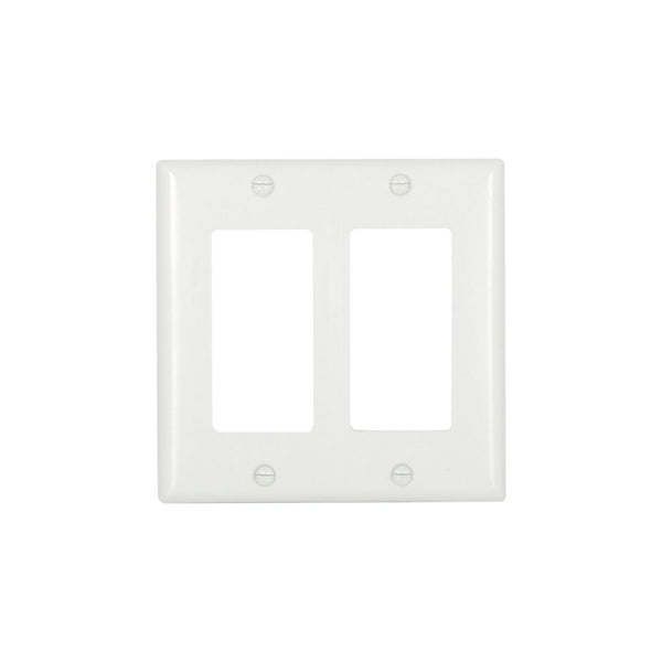 2GANG, 2DECORA, WHITE PLASTIC WALLPLATE