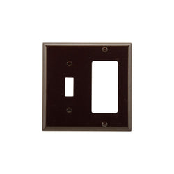 2GANG, 1DECORA, 1TOGGLE BROWN PLASTIC WALLPLATE