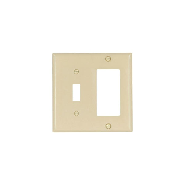 2GANG, 1DECORA, 1TOGGLE IVORY PLASTIC WALLPLATE