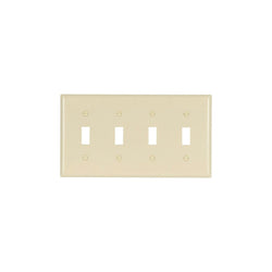 4GANG, 4TOGGLE, IVORY PLASTIC WALLPLATE