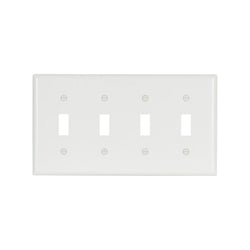 4GANG, 4TOGGLE, WHITE PLASTIC WALLPLATE