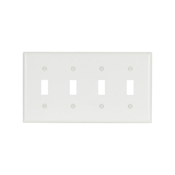 4GANG, 4TOGGLE, WHITE PLASTIC WALLPLATE