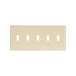 5GANG, 5TOGGLE, IVORY PLASTIC WALLPLATE