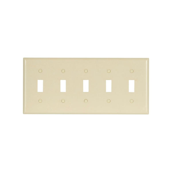 5GANG, 5TOGGLE, IVORY PLASTIC WALLPLATE