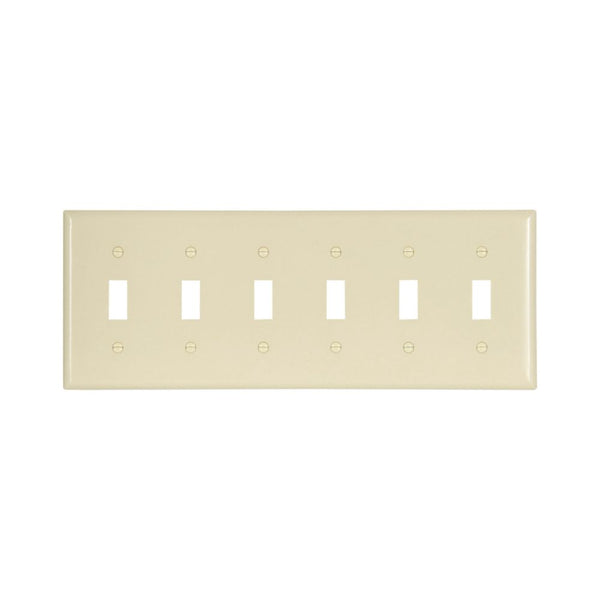 6GANG, 6TOGGLE, IVORY PLASTIC WALLPLATE