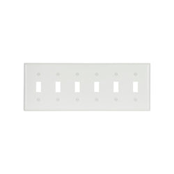 6GANG, 6TOGGLE, WHITE PLASTIC WALLPLATE