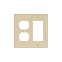 2GANG, 1DECORA, 1DUPLEX, IVORY PLASTIC WALLPLATE