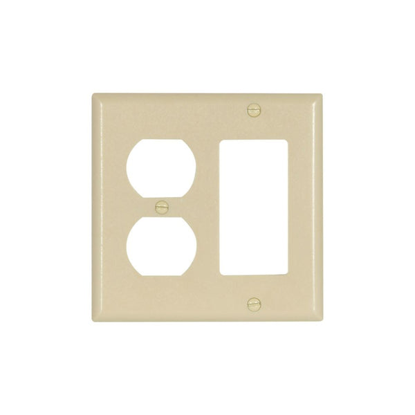 2GANG, 1DECORA, 1DUPLEX, IVORY PLASTIC WALLPLATE