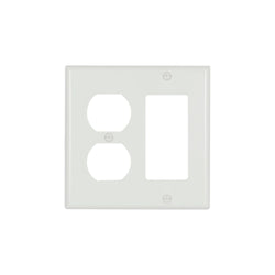 2GANG, 1DECORA, 1DUPLEX, WHITE PLASTIC WALLPLATE