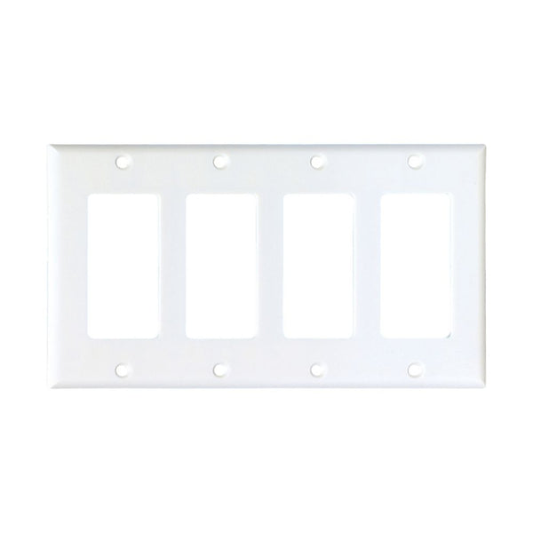 4GANG, 4DECORA, WHITE PLASTIC WALLPLATE