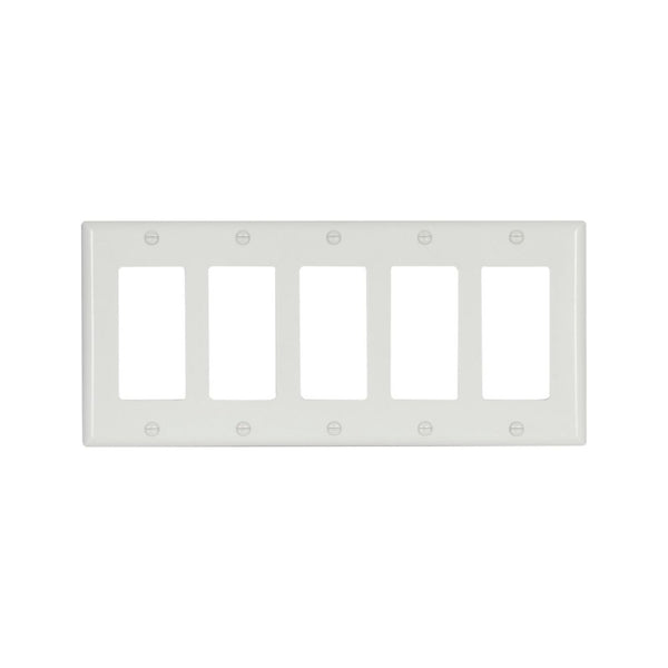 5GANG, 5DECORA, WHITE PLASTIC WALLPLATE