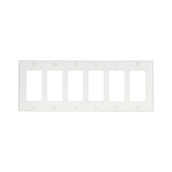 6GANG, 6DECORA, WHITE PLASTIC WALLPLATE