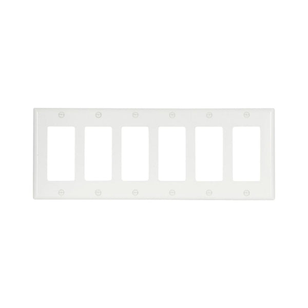 6GANG, 6DECORA, WHITE PLASTIC WALLPLATE