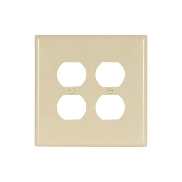 2GANG, 2DUPLEX, IVORY PLASTIC OVERSIZE WALLPLATE