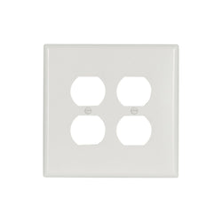 2GANG, 2DUPLEX, WHITE PLASTIC OVERSIZE WALLPLATE