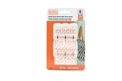 Black &amp; Decker - 6pk Quick Stick Adhesive Wire Hook - Up To 2lbs. - 6 Hooks-12 Strips - Removable - Clear
