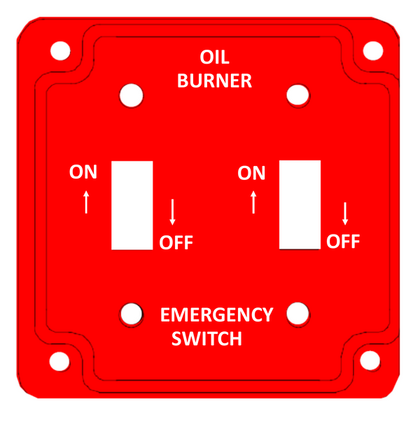 2GANG OIL BURNER - RED - 2 SWITCHES