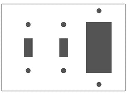 3GANG UNBREAKABLE 2TOGGLE 1DECORA MULBERRY WHITE PLASTIC WALLPLATE