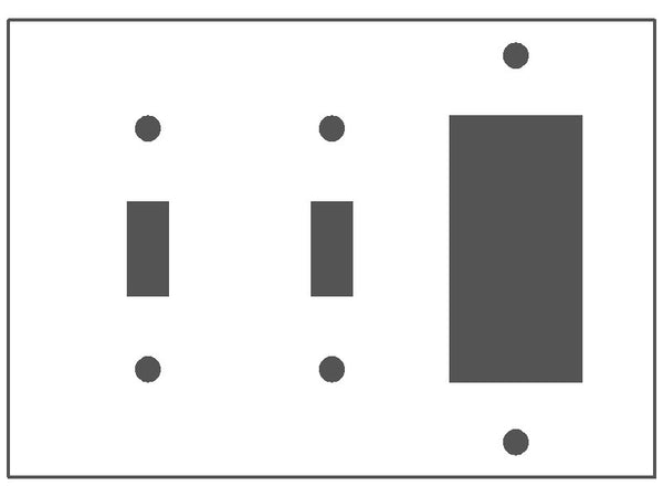 3GANG UNBREAKABLE 2TOGGLE 1DECORA MULBERRY WHITE PLASTIC WALLPLATE