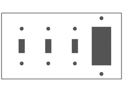 4GANG UNBREAKABLE 1DECORA 3TOGGLE MULBERRY WHITE PLASTIC WALLPLATE