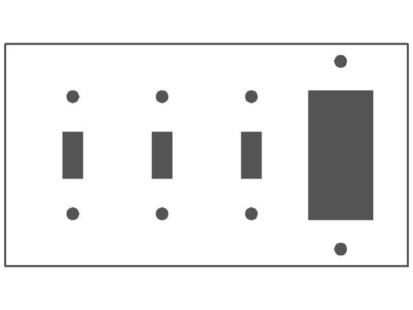 4GANG UNBREAKABLE 1DECORA 3TOGGLE MULBERRY WHITE PLASTIC WALLPLATE