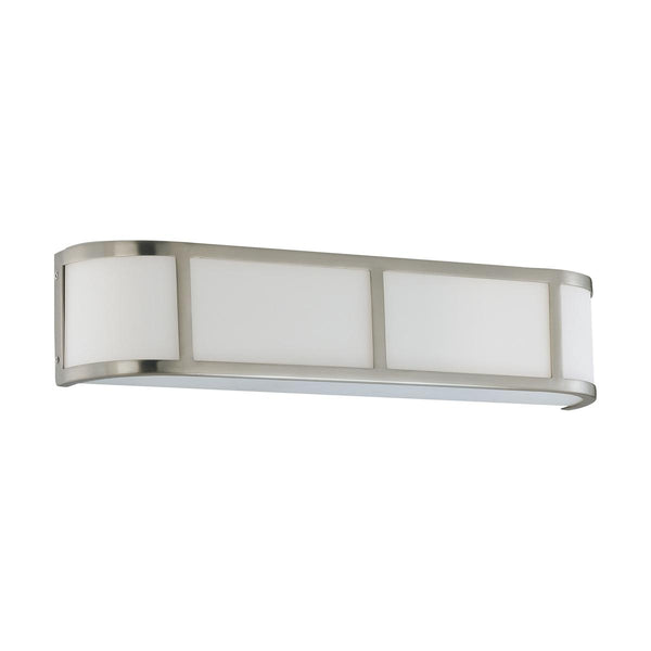 Odeon - 3 Light Vanity with Satin White Glass - Brushed Nickel Finish