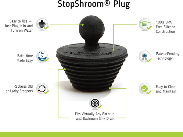 StopShroom® Tub & Sink Stopper Plug, 2-Pack