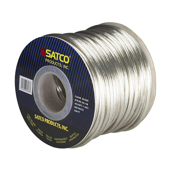 LAMP WIRE 18/2 CLEAR SILVER 250' REEL