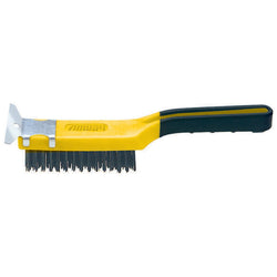 ASK-SB411(12411)-SOFT GRIP CARBON STEEL WIRE BRUSH W/SCRAPER 4 X 11