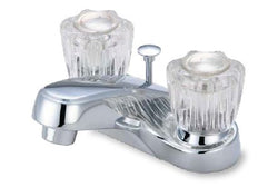 EF-17143-Acrylic Two Handle Bathroom Faucet, Washerless Cartridge Operation, 3-Hole 4" Installation, Pop-Up Drain Included (BAR-B13C)(17143)(1550300)