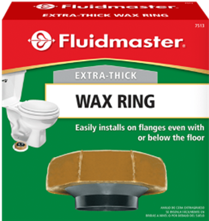 FM-7513 Fluidmaster® Thick Flanged Wax Ring (40% more wax for tall flooring) Fits: 3" & 4" Waste Lines