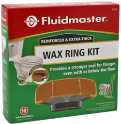 FM-7514 Fluidmaster® Reinforced & Extra Thick Flanged Wax Ring Kit, 40% more wax for tall flooring, Includes "No-Rust" bowl-to-floor bolt kit
