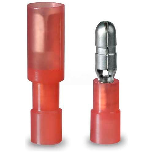 PAIR (M/F) GB TERMINAL DISCONNECT, BULLET DISCONNECT, 22-16 AWG, .156" PLUG, RED