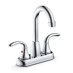GPT-BFGL01-(#H1) Two Lever Handle Gooseneck Bar Faucet, Chrome Finish, 1.8 GPM, Fits 4" Center