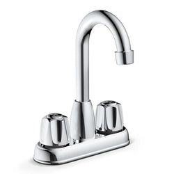 GPT-BFGR01-(#H1) Two Round Handle Gooseneck Bar Faucet, Chrome Finish, 1.8 GPM, Fits 4" Center