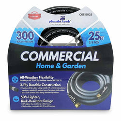 GPT-CGE-16025-(#D1) 25 Ft. x 5/8" Black Rubber Hose, 400 PSI, Hot Water Usage - Home & Commercial Grade