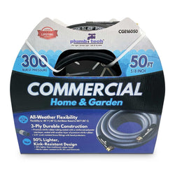 GPT-CGE-16050-(#D1) 50 Ft. x 5/8" Black Rubber Hose, 400 PSI, Hot Water Usage - Home & Commercial Grade