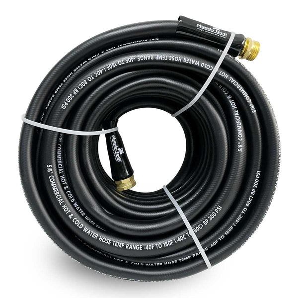 GPT-CGE-16050-(#D1) 50 Ft. x 5/8" Black Rubber Hose, 400 PSI, Hot Water Usage - Home & Commercial Grade