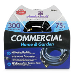 GPT-CGE-16075-(#D1) 75 Ft. x 5/8" Black Rubber Hose, 400 PSI, Hot Water Usage - Home & Commercial Grade