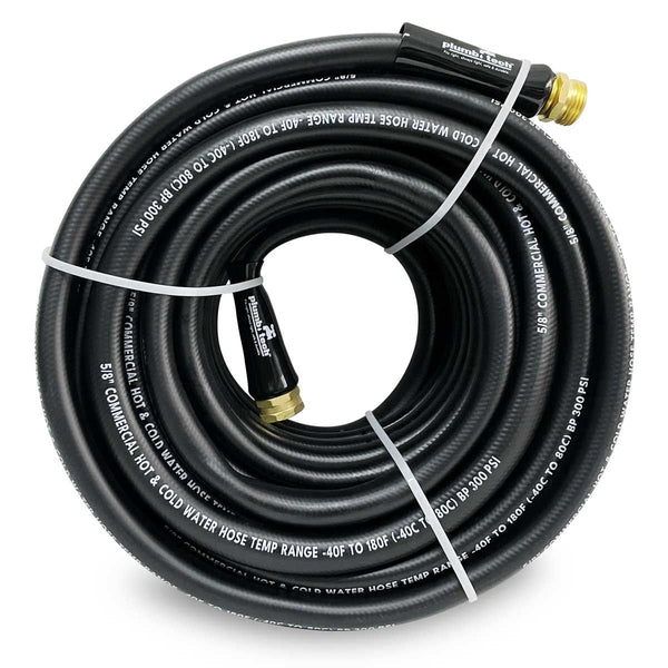 GPT-CGE-16075-(#D1) 75 Ft. x 5/8" Black Rubber Hose, 400 PSI, Hot Water Usage - Home & Commercial Grade