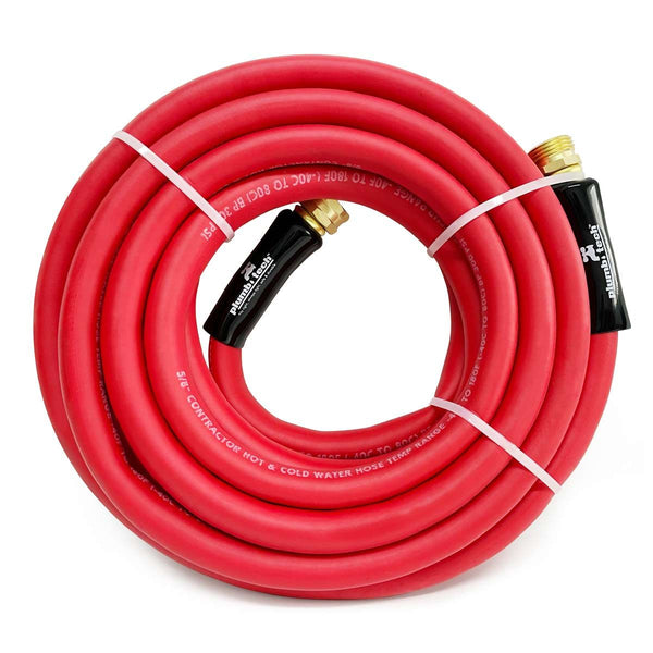 GPT-HWE-16025-(#D1) 25 Ft. x 5/8" Red Premium Rubber Hose, 500PSI, Hot Water Usage - Contractor Grade