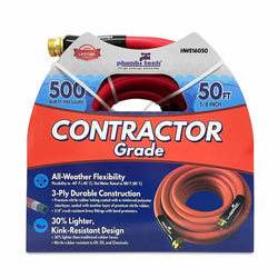 GPT-HWE-16050-(#D1) 50 Ft. x 5/8" Red Premium Rubber Hose, 500PSI, Hot Water Usage - Contractor Grade