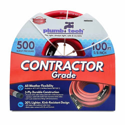 GPT-HWE-16100-(#05A) 100 Ft. x 5/8" Red Premium Rubber Hose, 500PSI, Hot Water Usage - Contractor Grade