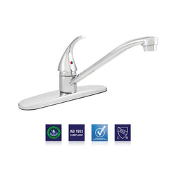 GPT-KFS01-(#H2) Single Handle Kitchen Faucet, Fits 8" Center, Uses Ceramic Cartridges, 1/2" MPT Copper Inlets (1558012)