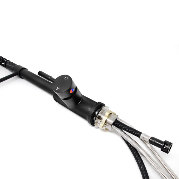 GPT-PDFMB01-Stylish Matte Black Finish Single Handle Pulldown Sprayer Kitchen Faucet, 1.8 GPM, Spring Pulldown Sprayer with Turbo Spray Setting