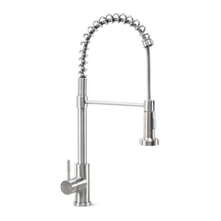 GPT-PDFSS01-Stylish Stainless Steel Finish Single Handle Pulldown Sprayer Kitchen Faucet, 1.8 GPM, Spring Pulldown Sprayer with Turbo Spray Setting